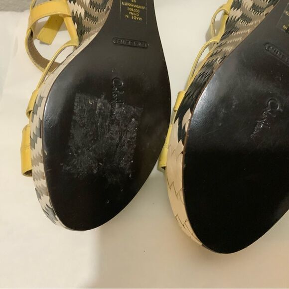 Cole Haan Air Cream Black Leather Platform Wedge Sandals Shoes Women's 10 B - Picture 13 of 13